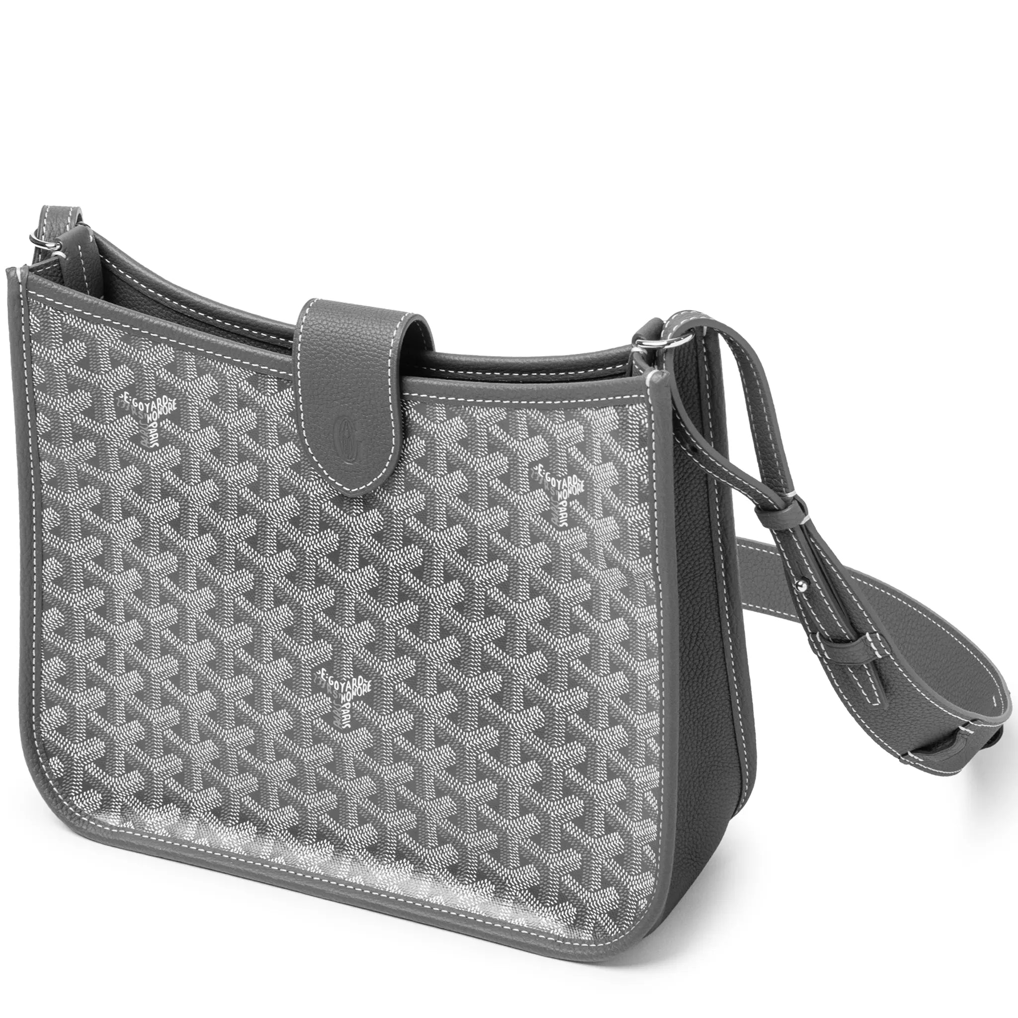 Front Strap View of Goyard Musette Pm Grey Bag MUSETTPMLTY51CG51P